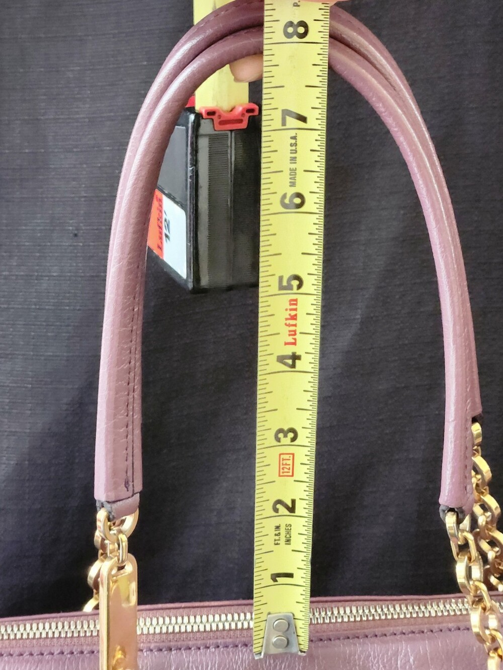 Salvatore Ferragamo Purple Leather Gancini Chain Shoulder Bag Tote Made In Italy - Picture 11 of 16